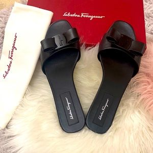 HOT SUMMER SALE*Salvatore Ferragamo black Vickey slides Brand New in box